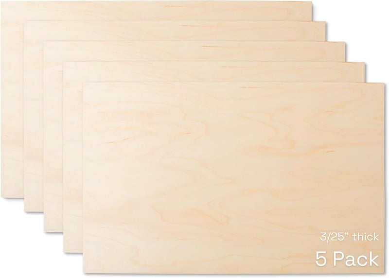 Glowforge Proofgrade Maple Plywood for Laser Engravers - 5 Sheets - 12x20 Inches, 3/25 Inch Thick - Finished Wood for Laser Cutting and Engraving Projects - Image 1